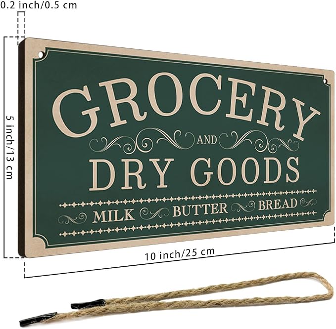 Pantry Sign Rustic Wall Art Print Wooden Signs Funny Home Decor Vintage Poster Retro Hanging Plaque for Farmhouse Kitchen Cafe Bar Grocery Coffee Corner 10x5 Inch (Green) - Image 2