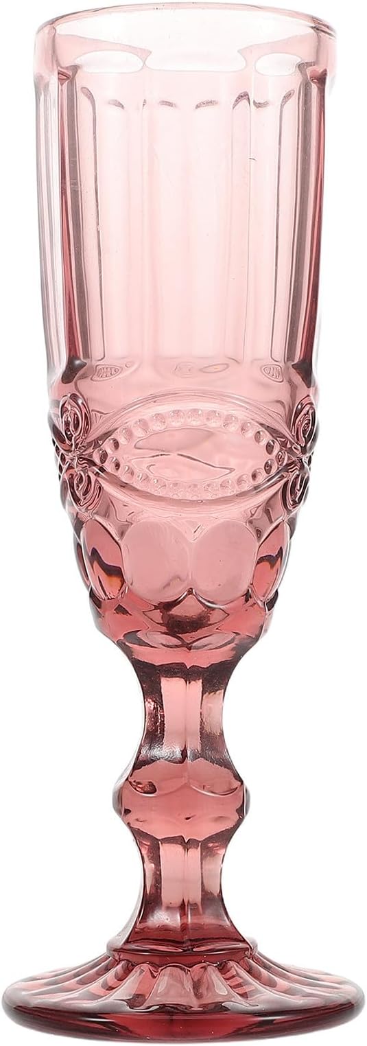 Sosoport Vintage Embossed Drinking Glasses Set, Thickened Purple Glass Goblets with Stem for Wedding and Gathering, Elegant Retro Glassware Sturdy for Family and Friends by Sosoport
