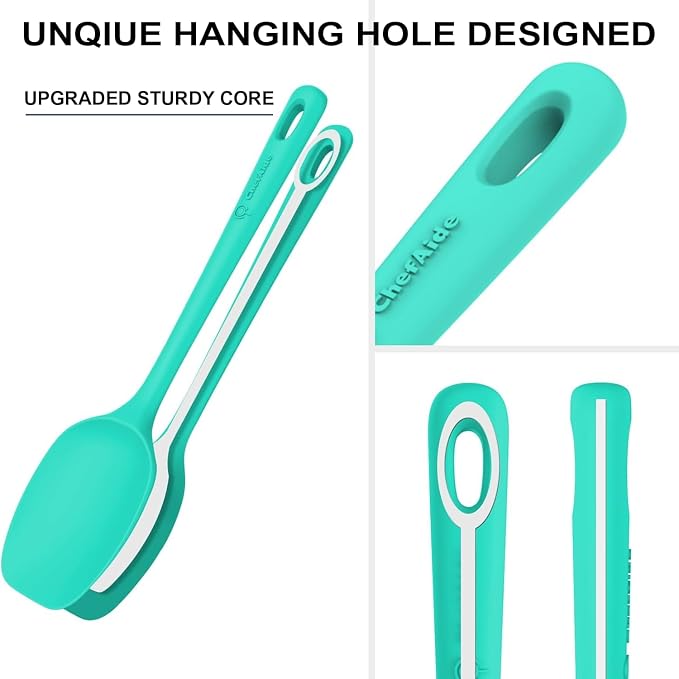 ChefAide 5 Pieces Silicone Spatula Set, Food Grade Rubber Spatula, Upgrade Strong Handle with Ergonomic Grip, Heat Resistant Up to 600°F for Nonstick Cookware, Cooking - Image 3