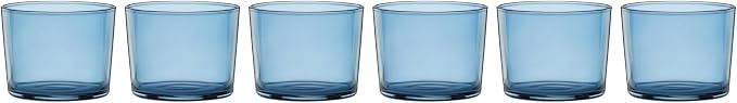 Oneida Stackables Blue Drinking Glasses, Set of 12 | glass, dishwasher safe | 6 short 8.5oz and 6 tall 14oz glasses | vibrant blue stackable design | 2.5 inch - Image 3