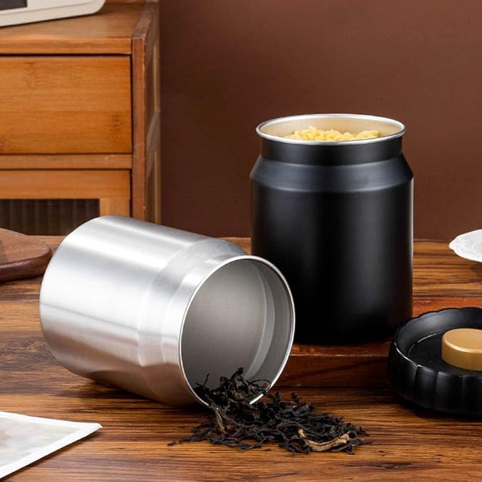 304 Stainless Steel Coffee Bean Canister, Airtight Coffee and Tea Storage Container, Light Blocking Moisture Food Storage Jar for Beans Tea Spices(Natural) - Image 3