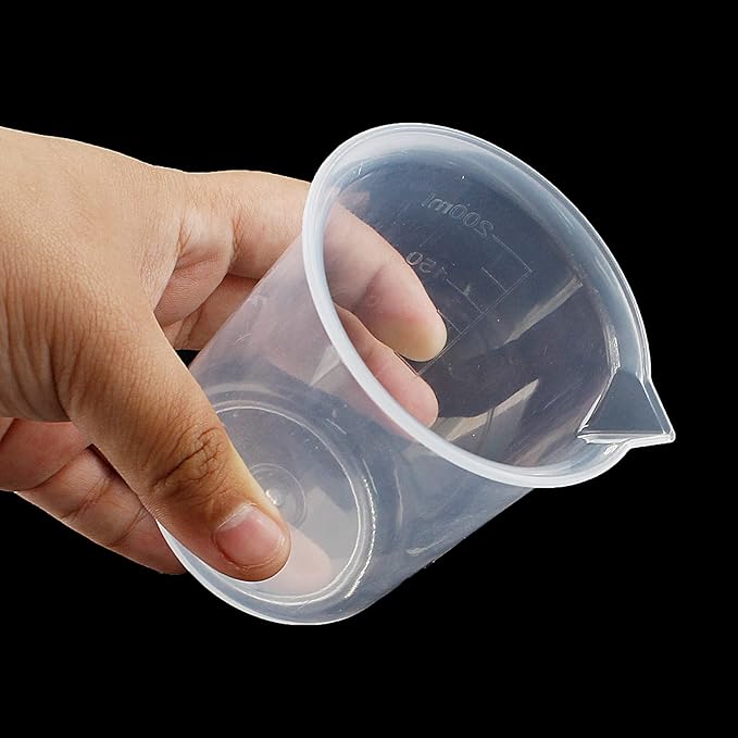 Waziaqoc 200ml/6.8oz Plastic Graduated Beaker (1 Pack), Transparent PP Measuring Cup Mixing Cup for Kitchen Lab