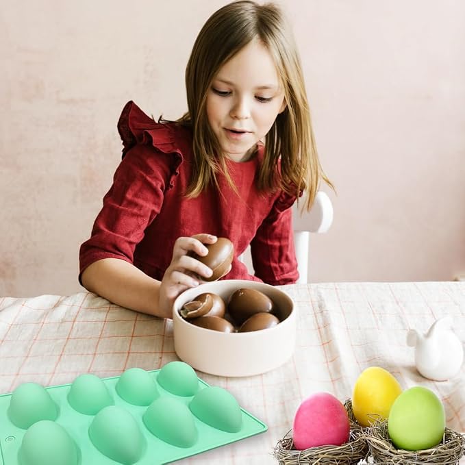 3 Pack 3D Easter Egg Silicone Molds, 8 Cavity Egg Shape Non-stick Baking Molds Tray DIY Baking Tool for Easter Chocolate Cake Dessert Muffin Mousse Pastry Handmade Soap Crayons - Image 6
