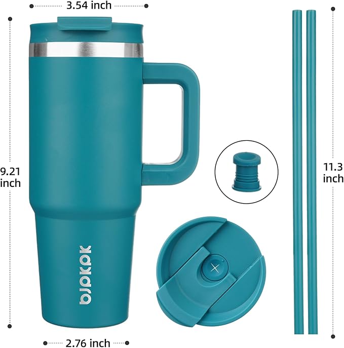 BJPKPK 30 oz Insulated Tumbler with Handle & Straw, Stainless Steel | Double Wall Vacuum Insulation, Leak Proof, BPA Free, Dishwasher Safe, Cupholder Friendly, Travel & Outdoor, Laguna - Image 3