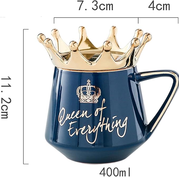 Arawat Queen of Everything Mug with Lid Crown Queen Elizabeth Mugs 12 oz Ceramic Cup Birthday Gifts for 20 30 40 50 60 70 80 90 Women Gift for Women Girl Mom Friend Valentine's Day Gifts for Women Man - Image 3