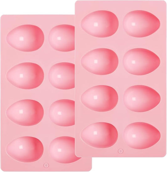 2 Pack Silicone Egg Molds 8 Cavity Easter Silicone Candy Mold 3D Egg-Shaped Silicone Baking Mold for Chocolate, Jello, Mini Cakes, DIY Desserts, Candy, Ice, Pudding, Baking (2, Pink) by Unknown