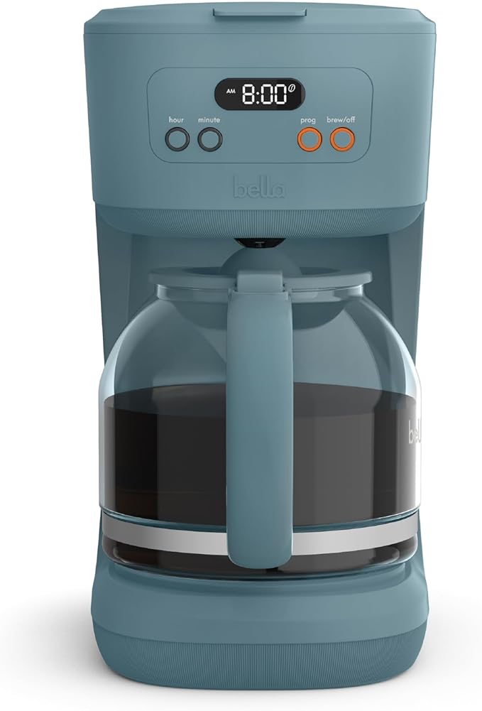 BREW 12-Cup Programmable Coffee Maker with No-Drip Glass Carafe, Surf by bella
