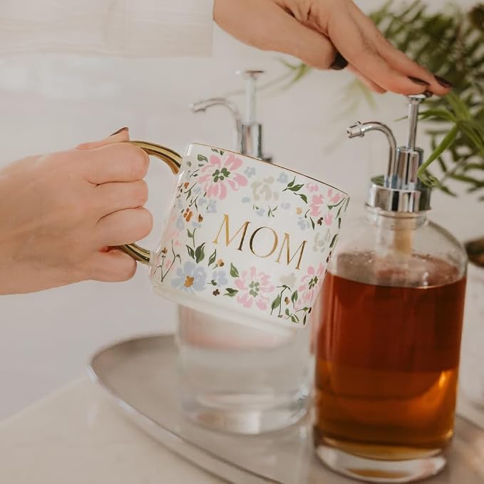 Sweet Water Decor Mug for Mom, 14oz Fine Bone China Cup with Gold Handle & Rim for Tea & Coffee Drinks, Gift Idea for Mother's Day, Mom's Birthday & Christmas, Cute Vintage Floral Design - Image 5