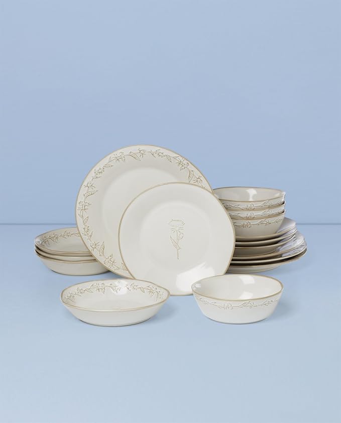 Lenox Homespun Stoneware 16-Piece Dinnerware Set for 4 | dishwasher safe, microwave safe | plates and bowls sets for kitchen and dining | 10.51 inch plate, dish set - Image 6