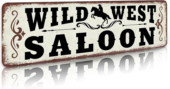 Saloon Sign Western Decor Retro Metal Sign Home Man Cave Garage Bar 4×16 Inches For Home Kitchen Cafe Club by LYXDS