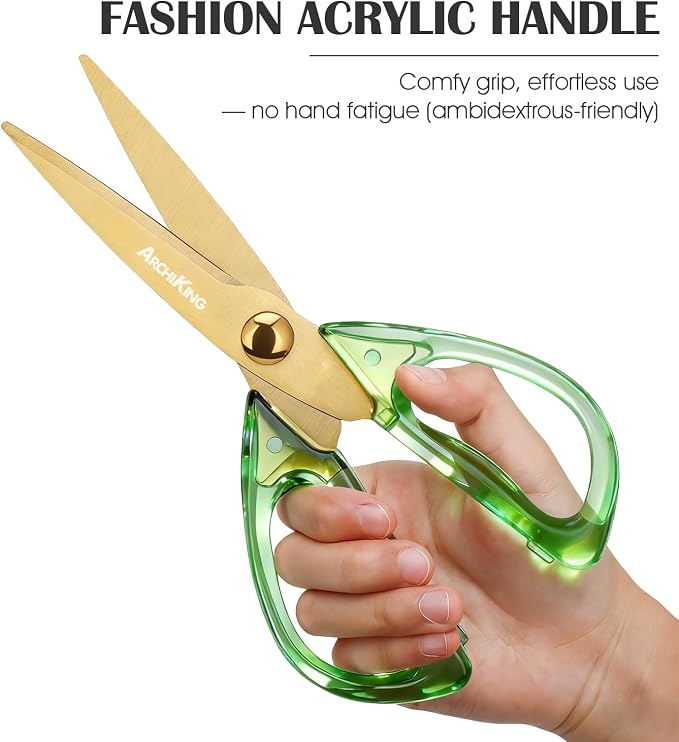 8.0inch Kitchen Shears, Sharp Stainless Steel Meat & Poultry Scissors, Transparent Green Acrylic Handle, All Purpose Utility Cooking Scissors for Kitchen/BBQ/Home/Office - Image 2