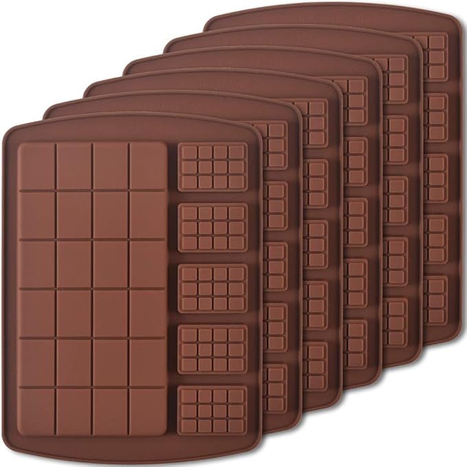 Newk Silicone Break Apart Chocolate Molds, Candy and Energy Bar Silicone Molds, Pack of 6