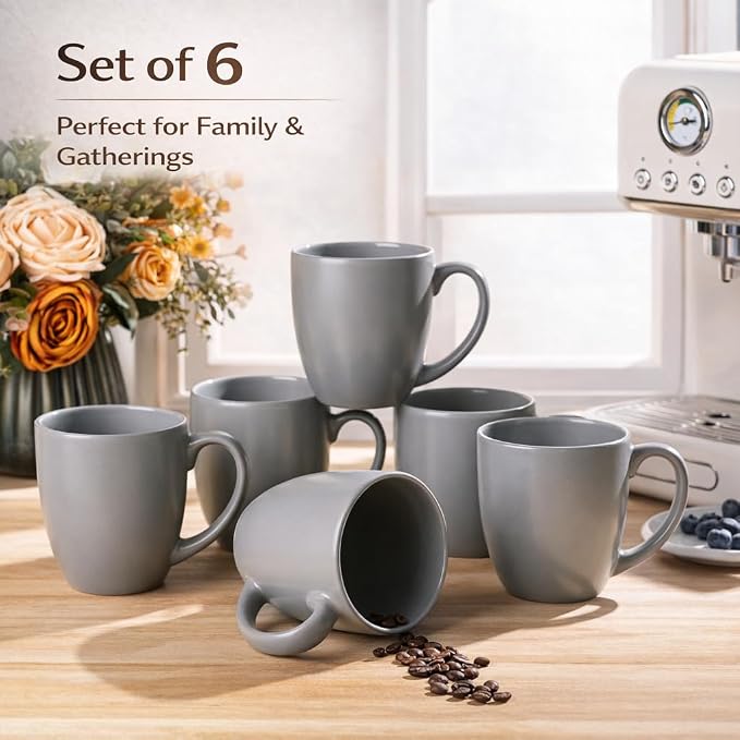 GBhome 16 oz Coffee Mug Set of 6, Large Ceramic Coffee Mugs for Men Women | Modern Stoneware Coffee Mugs Set with Handle for Tea/Latte/Cappuccino/Milk/Cocoa, Dishwasher & Microwave Safe - Image 9