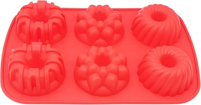 X-Haibei Mini Cake Pan Silicone Mold, 6-Cavity Round Donut Dessert Mold for Baking, Jello, Ice Cream, Chocolate, Soap Bars - Non-Stick Flexible Cupcake Sized