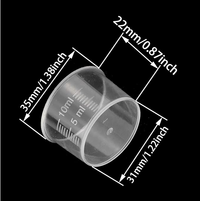 MEETOOT 50pcs Disposable Measuring Cup 10ml Laboratory Test Cups with Scales, Clear Liquid Measuring Cups