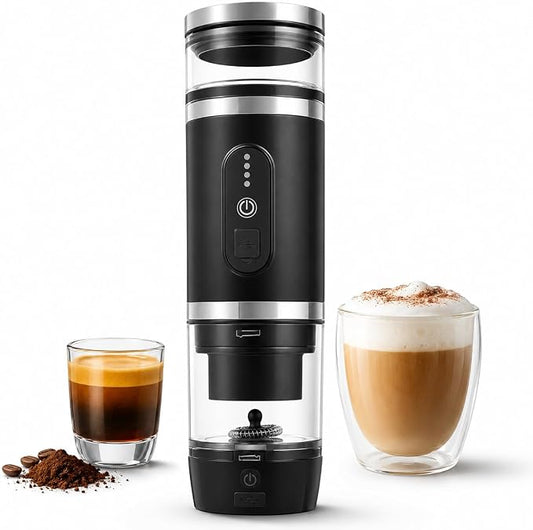 welsteepse Portable Coffee Maker for Ground Coffee & Capsules, Self-Heating Travel Coffee Machine with 20 Bar Pressure and Milk Frother for Car, Office, Hotel, Camping and Business Trips by WELSTEEPSE