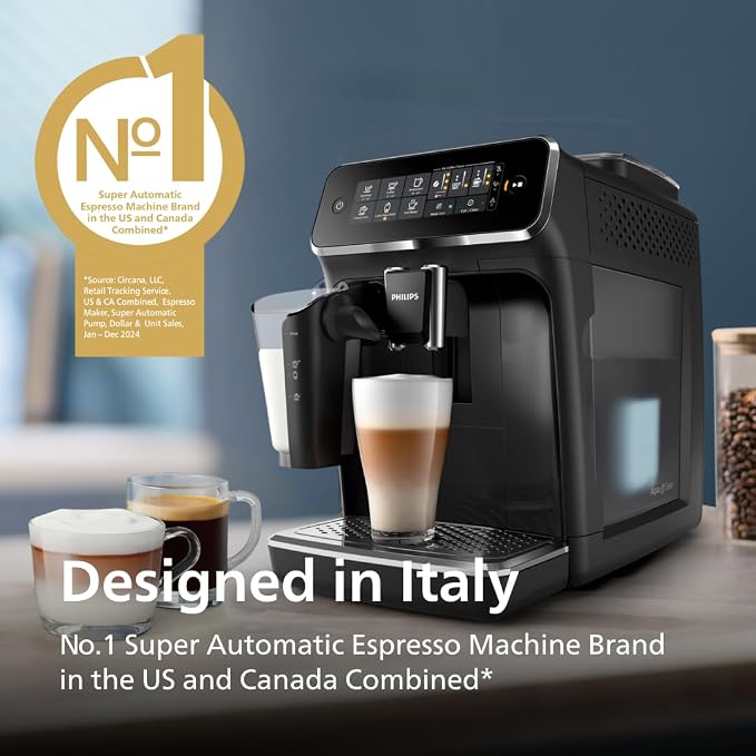 Philips 3200 Series Fully Automatic Espresso Machine, LatteGo Milk Frother, 5 Coffee Varieties, Intuitive Touch Display, 100% Ceramic Grinder, AquaClean Filter, My Coffee Choice, Black (EP3241/54) - Image 7