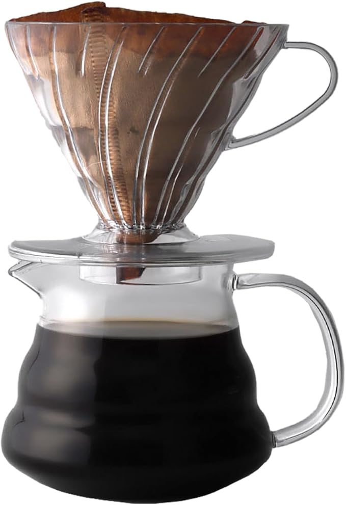 Pour Over Coffee Maker, Single Cup Plastic Coffee Dripper, Manual Porcelain Slow Brewing Accessories for Travel, Camping, Office, Home, Cafe, Coffee Gifts (Clear, Large)