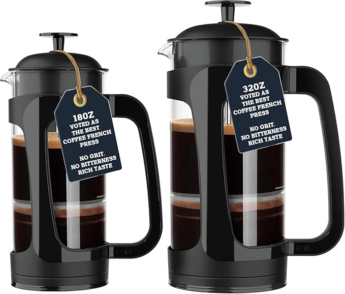 ESPRO P3 French Press Coffee Maker – Patented Double Micro-Filter for Grit-Free Brew, Heat Resistant thicker Borosilicate Glass Coffee press – (18 oz)