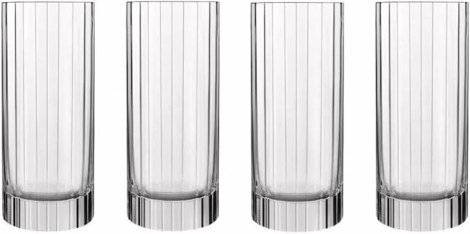 Luigi Bormioli Bach Ribbed Highball Glasses, Made in Italy (Set of 4) - 16.5 Oz Bar Glasses with Heavy Base - Laser Cut Rims Durable Non-Leaded Crystal Drinkware - Dishwasher Safe (Pack of 6) by Luigi+Bormioli