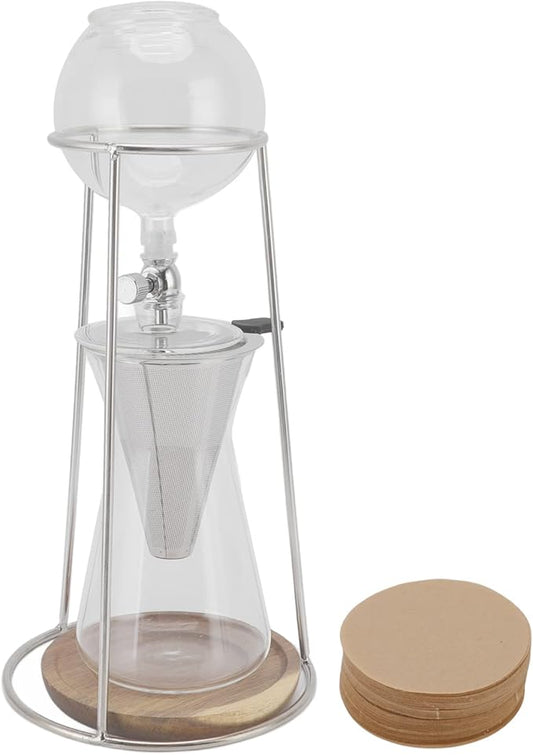 600ML Cold Brew Drip Tower Coffee Maker, Reusable Transparent Borosilicate Glass Iced Coffee Maker for Cafe Home Kitchen