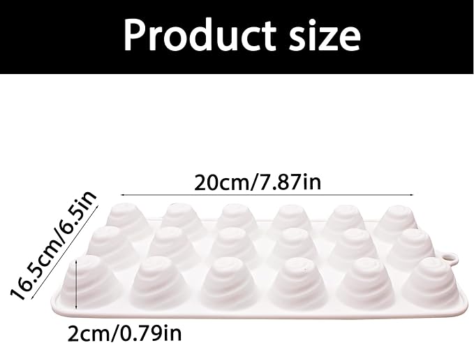 2Pcs 3D Spiral Shaped Silicone Baking Mold, 36-Cavity Nonstick Cream Shaped Cyclone Chocolate Mold for Mousse Cake Decoration, Silicone Spiral Flower Pan Mold for Candy Soap Ice Cube, White - Image 2