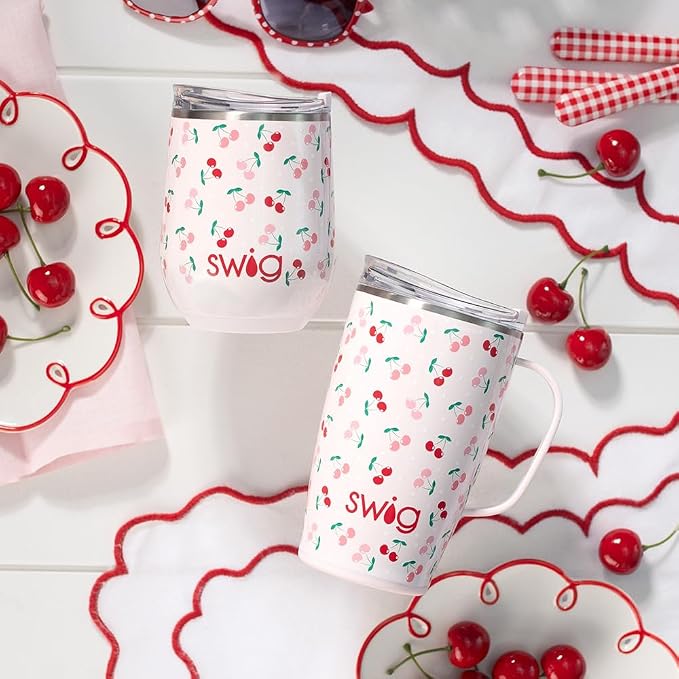 Swig Life 18oz Insulated Travel Mug with Handle & Lid, Cherry Pie | Triple Insulated Stainless Steel - Handle & Lid Included - Keeps Coffee Hot or Cold - Cup Holder Friendly - Image 3