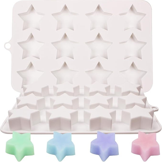 Star Silicone Mold for Chocolate, Candy, Soap, Ice Cubes | 12-Cavity Star Shape, 8.74 x 5.39 in Size, Flexible & Easy Release, Multi-Use Baking Mold, Food Safe Silicone by Fchil