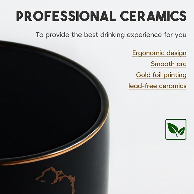 harebe 22 OZ Ceramic Extra Large Black Gold Marble Coffee Mug, Oversized Hot Tall Latte Mugs, Big Giant Cup for Men - Image 4