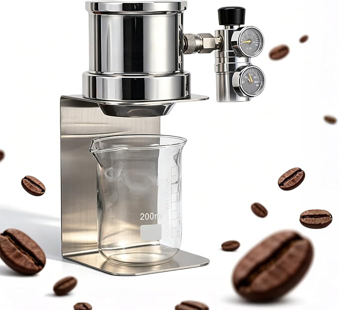 Pneumatic Coffee Machine, Portable Manual Air Pressure Coffee Maker,Working Pressure: 1-20 Bar, For Home Travel Camping (Stainless) by Unknown