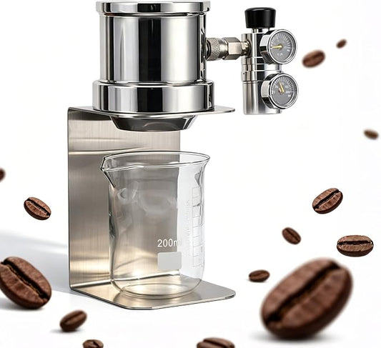 Pneumatic Coffee Machine, Portable Manual Air Pressure Coffee Maker,Working Pressure: 1-20 Bar, For Home Travel Camping (Stainless) by Unknown