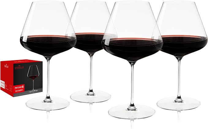 Spiegelau Definition Burgundy Wine Glasses, Large Crystal Clear Red Wine Glasses for Pinot Noir, Elegant Glassware, Wedding Gifts, Birthday Gifts for Women and Men, Home Bar, 34 oz, Set of 4 by Spiegelau