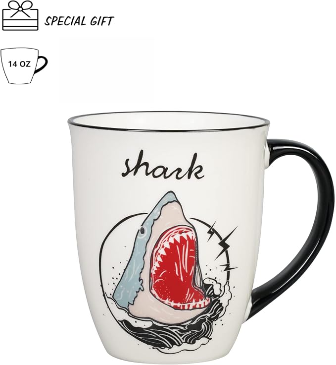Shark Heat Changing Coffee Mug Cool Color Changing Mug Ceramic Coffee Mug Gifts for Men Women Black and White - Image 2
