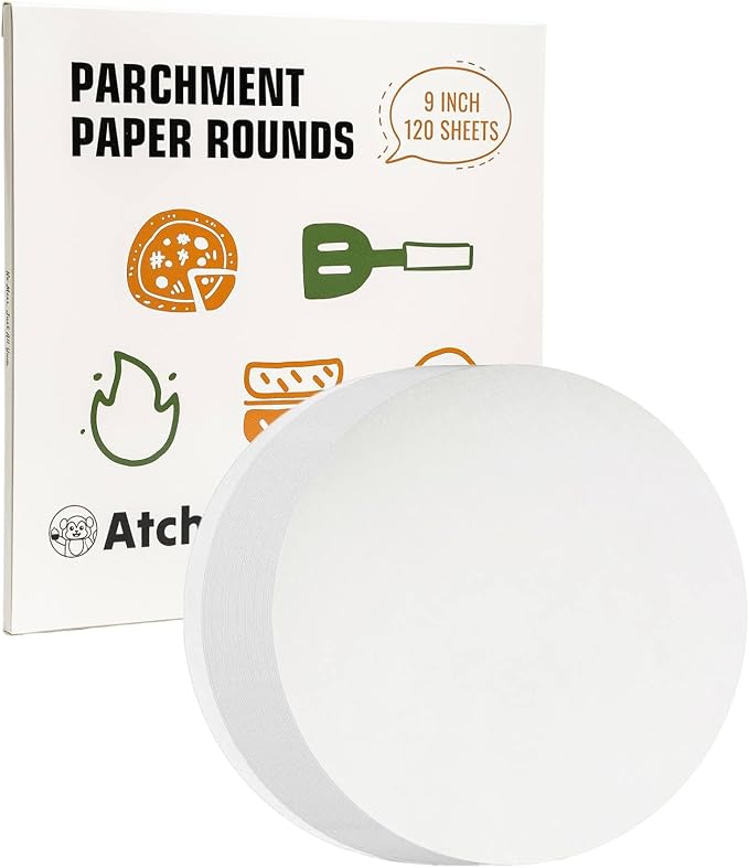 9 Inches Round Parchment Paper, 120Pcs Non-Stick Parchment Paper Circles Rounds for Springform Cake Pan, Tortilla Press, Toaster Oven, Microwave by Atchake