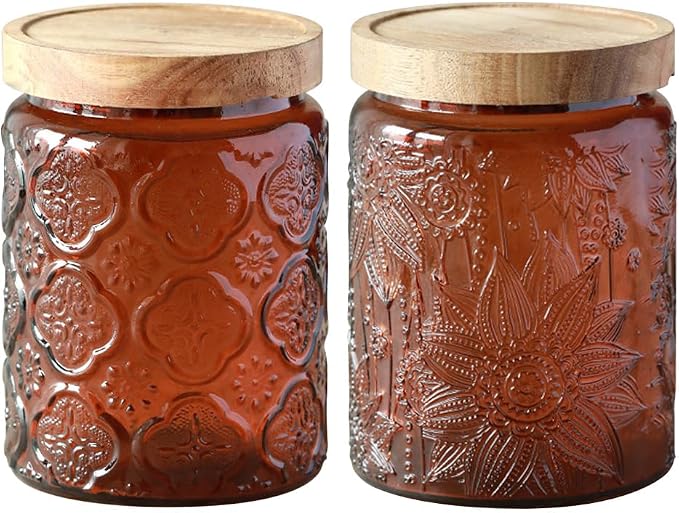 Comeon Vintage Glass Jar With Lid, Cookie Candy Jar, Food Storage Container | Vintage Design With Lid, Suitable For Kitchen And Office, Multi-Purpose Storage Jar by Comeon
