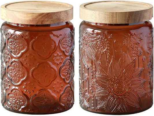 Comeon Vintage Glass Jar With Lid, Cookie Candy Jar, Food Storage Container | Vintage Design With Lid, Suitable For Kitchen And Office, Multi-Purpose Storage Jar by Comeon