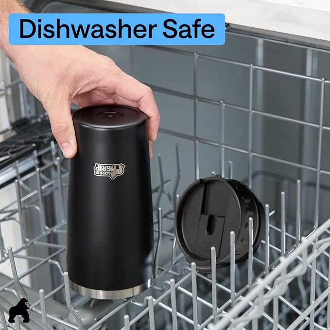 GORILLA GRIP 304 Stainless Steel Double Insulated Travel Coffee Mug, Leakproof Lid with Smooth Sip Top, Prevent Spills, Dent & Rust Resistant Reusable Tumbler Cup, Thermal Mugs for Drinks, 20oz, Black - Image 7
