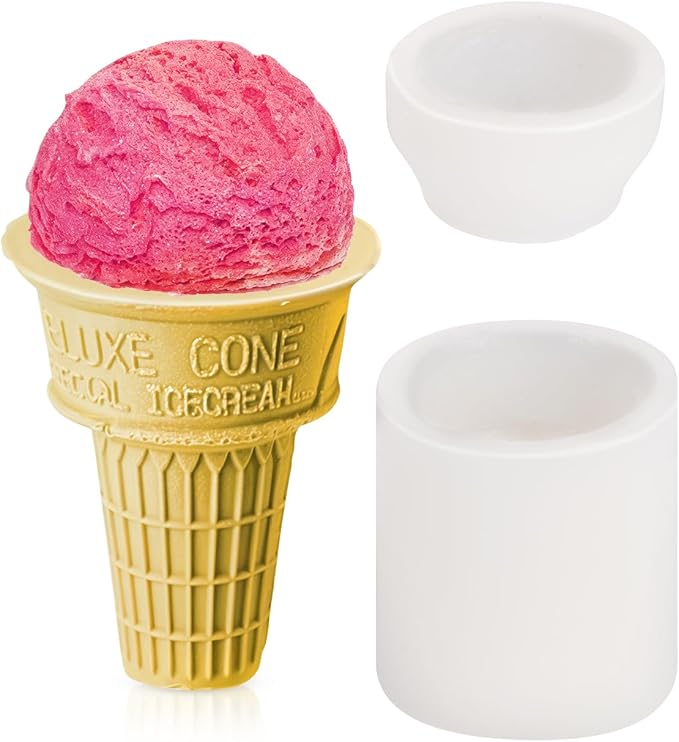 Ice Cream Cone Mold & Ball Candle Mould, Non-Stick Baking Mould For Candy, Chocolate, Jelly, Ice Cream, Soap, Resin, Craft, Wedding, Birthday Party Decor by Liobelon