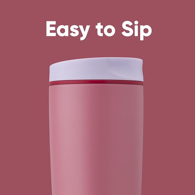 Owala SmoothSip Slider Insulated Stainless Steel Coffee Tumbler, Reusable Iced Coffee Cup, Hot Coffee Travel Mug, BPA Free 20 oz, Purple/Pink (Crochet Queen) - Image 2