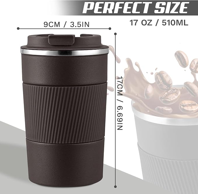 Vacuum Insulated Stainless Steel Travel Coffee Mug,Leak Proof Cup with Lid | 304 stainless steel mug with vacuum insulation, leak proof lid, silicone grip and car cup holder friendly design - Image 4