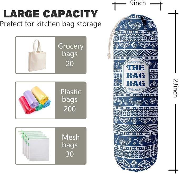 Rustic Grocery Bag Holder & Organizer - Wall Mount Plastic Bag Storage Dispenser - Kitchen Gift for Women, Family & Friends (B-8) - Image 2
