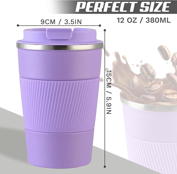 Vacuum Insulated Stainless Steel Travel Coffee Mug,Leak Proof Cup with Lid | 304 stainless steel mug with vacuum insulation, leak proof lid, silicone grip and car cup holder friendly design - Image 4