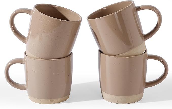 famiware Coffee Mugs for 4, 13 oz Mug Set, Dringking Cup with Handle for Coffee, Tea, Cocoa, Milk, Milkyway Series, Cinnamon Brown by Famiware