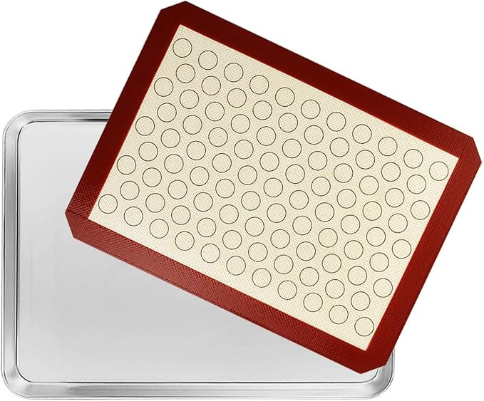 Baking Sheet with Silicone Baking Mat Set, Stainless Steel Cookie Sheet Pan | Baking Pans with Reusable Silicone Mats, Set of 8 (4 Sheets + 4 Mats), 9/10/12/16 inch, Non Toxic & Heavy Duty & Easy Clean - Image 4