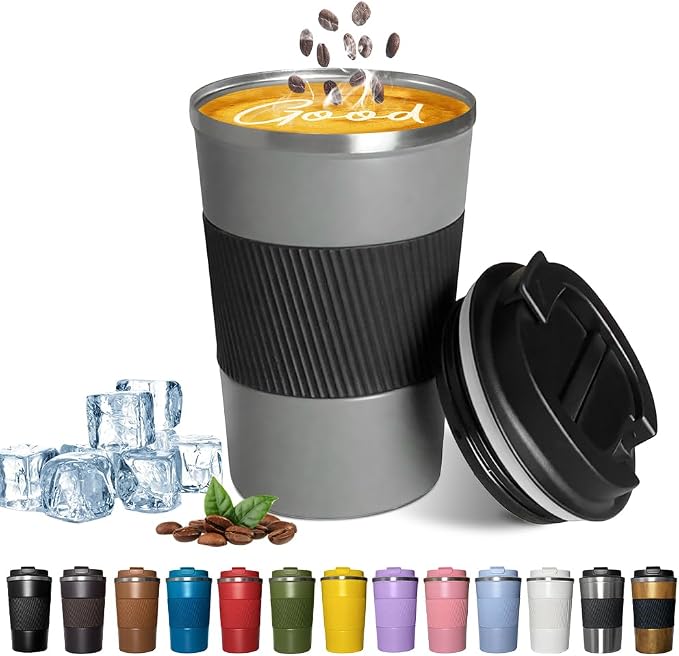 Insulated Travel Coffee Mug, Stainless Steel Coffee Cup with Leakproof Lid | Double-wall insulation keeps drinks hot or cold for hours, with a leakproof lid and portable stainless steel design by YINBAOGE