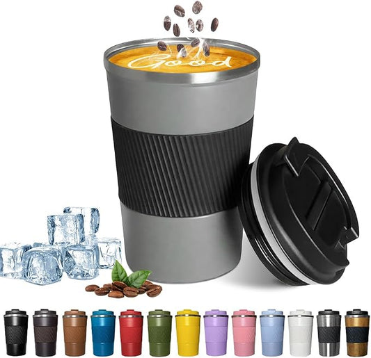 Insulated Travel Coffee Mug, Stainless Steel Coffee Cup with Leakproof Lid | Double-wall insulation keeps drinks hot or cold for hours, with a leakproof lid and portable stainless steel design by YINBAOGE
