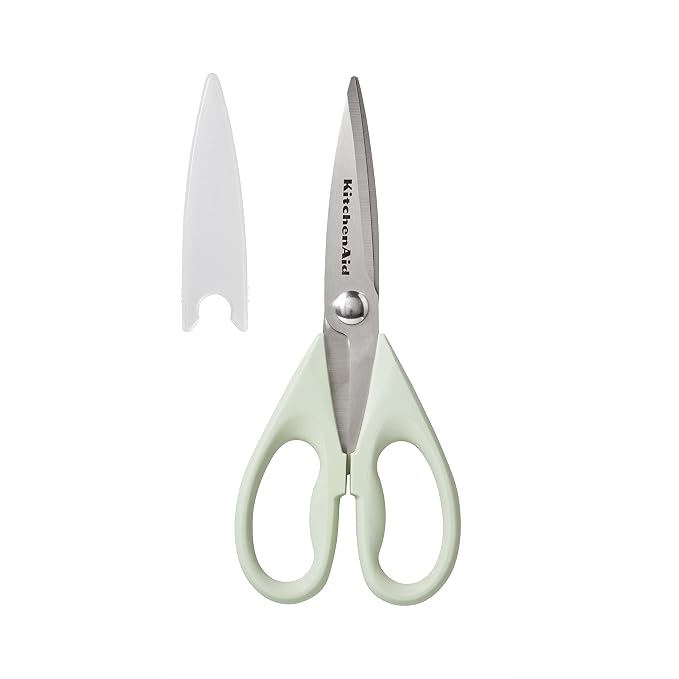 KitchenAid All Purpose Kitchen Shears with Protective Sheath Durable Stainless Steel Scissors, Dishwasher Safe, Soft Grip Comfort Handle, 8.72 Inch, Pistachio by Unknown