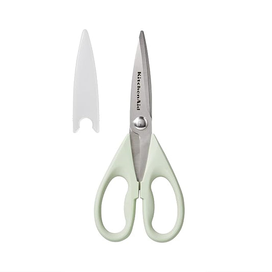 KitchenAid All Purpose Kitchen Shears with Protective Sheath Durable Stainless Steel Scissors, Dishwasher Safe, Soft Grip Comfort Handle, 8.72 Inch, Pistachio by Unknown