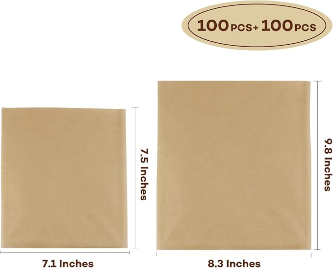 Bakery Bags Visible Dessert Bags with Window, Greaseproof Heat Seal Kraft Paper, Suitable Baked Goods Packaging for Donuts, Bakery Snacks, Sandwiches, Sandies, Cookies (S-100PCS + L-100PCS, Brown) - Image 2