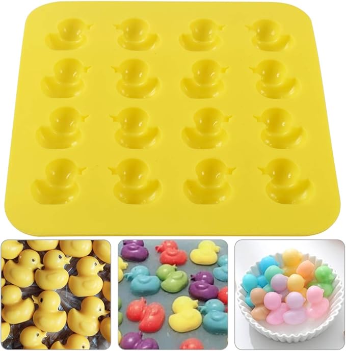 Newk Duck Chocolate Silicone Mold, 4 Packs 16- Cavity Non-Stick Food Grade Silicone Molds for Ice Cube, Jelly, Fondant, Hard Candy